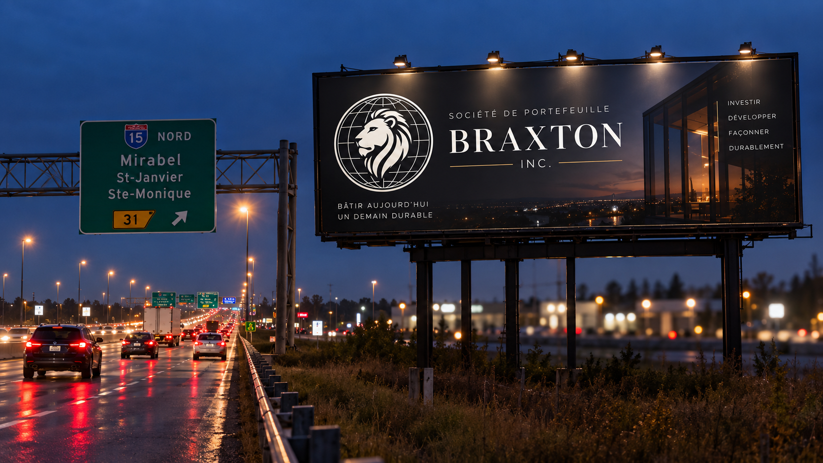 Panneau d'affichage Braxton en bordure d'autoroute